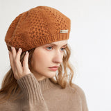 Bonnet en cachemire pour femme, béret français en cachemire, bonnet en tricot épais pour l'automne et l'hiver