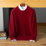 mens crew neck cashmere sweater warm long sleeve solid cashmere sweatershirt - slipintosoft