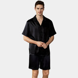 Ensemble pyjama court en soie pour hommes, véritable pyjama en pure soie