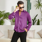 Men's Luxury Silk Shirt Casual Long Sleeve Silk Shirts - slipintosoft