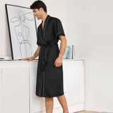 Men's Short Silk Robe Set Two Pieces Silk bathrobe Silk Kimono Robe Set with Shorts -  slipintosoft