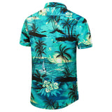 T-shirt en soie pour hommes, chemises hawaïennes, chemise de plage courte en soie