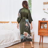 Print floral ombré long 100% Mulberry Silk Kimono Robe pour les femmes