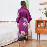 Print floral ombré long 100% Mulberry Silk Kimono Robe pour les femmes