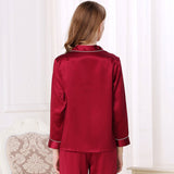 One Piece Claret Long Sleeve Silk Pajama Top - slipintosoft