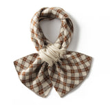 Plaid Small Crossed Cashmere Scarf Thick Cashmere Neck Warmer for Winter Cashmere Scarf