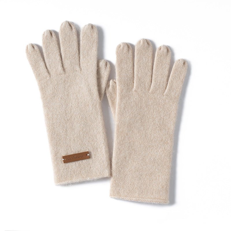 Pure Cashmere Knit Gloves Curl Edge Refined Cashmere Warm Gloves