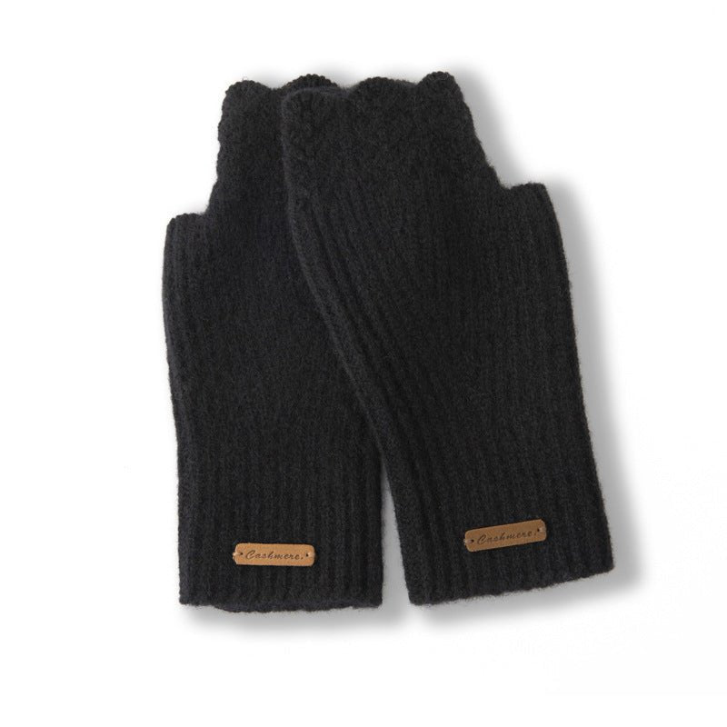 pure cashmere knitted gloves for women soft cashmere fingerless mitts for winter - slipintosoft