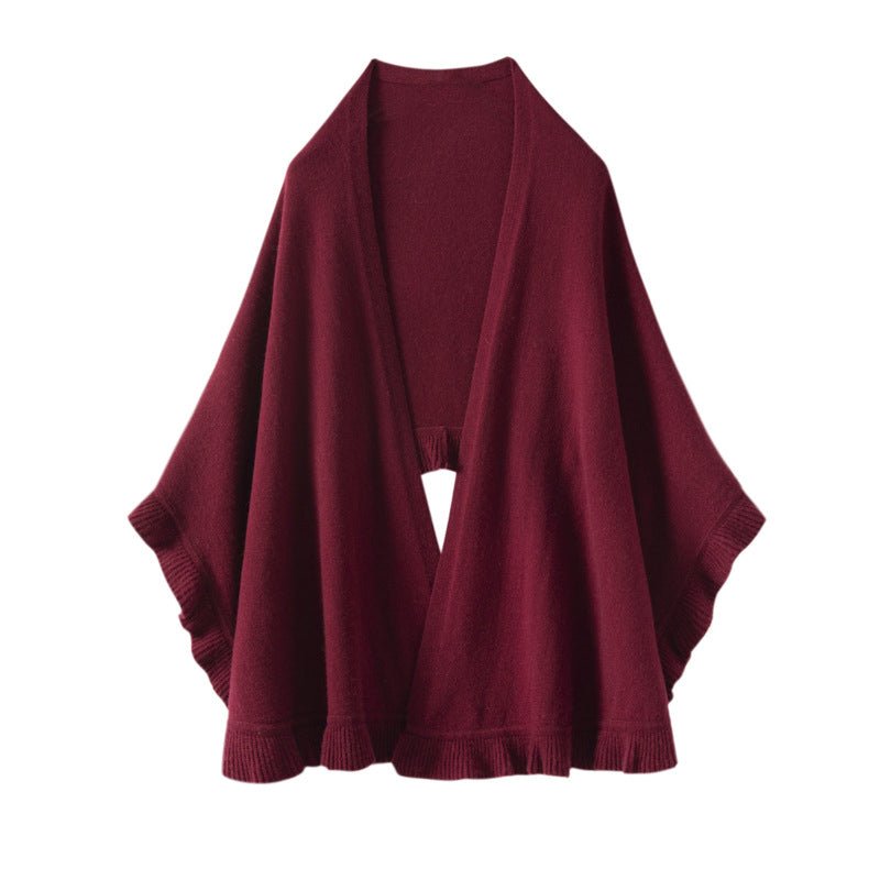 Pure Cashmere Scarf Long Cashmere Shawl and Wraps for Winter Flounce Edge Cloak Cashmere Scarf