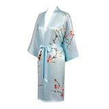 Short Silk Kimono Robe Women's Cherry Blossom Personalized Silk Kimono Dressing Gown Lounge Wears For Women -  slipintosoft