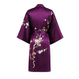 Short Silk Kimono Robe Women's Cherry Blossom Personalized Silk Kimono Dressing Gown Lounge Wears For Women -  slipintosoft