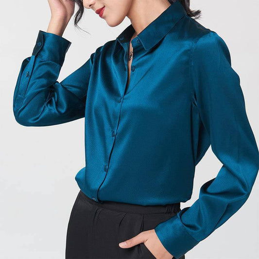 Blouse de soie 100 manches longues en soie pure refroidir les dessus lisses