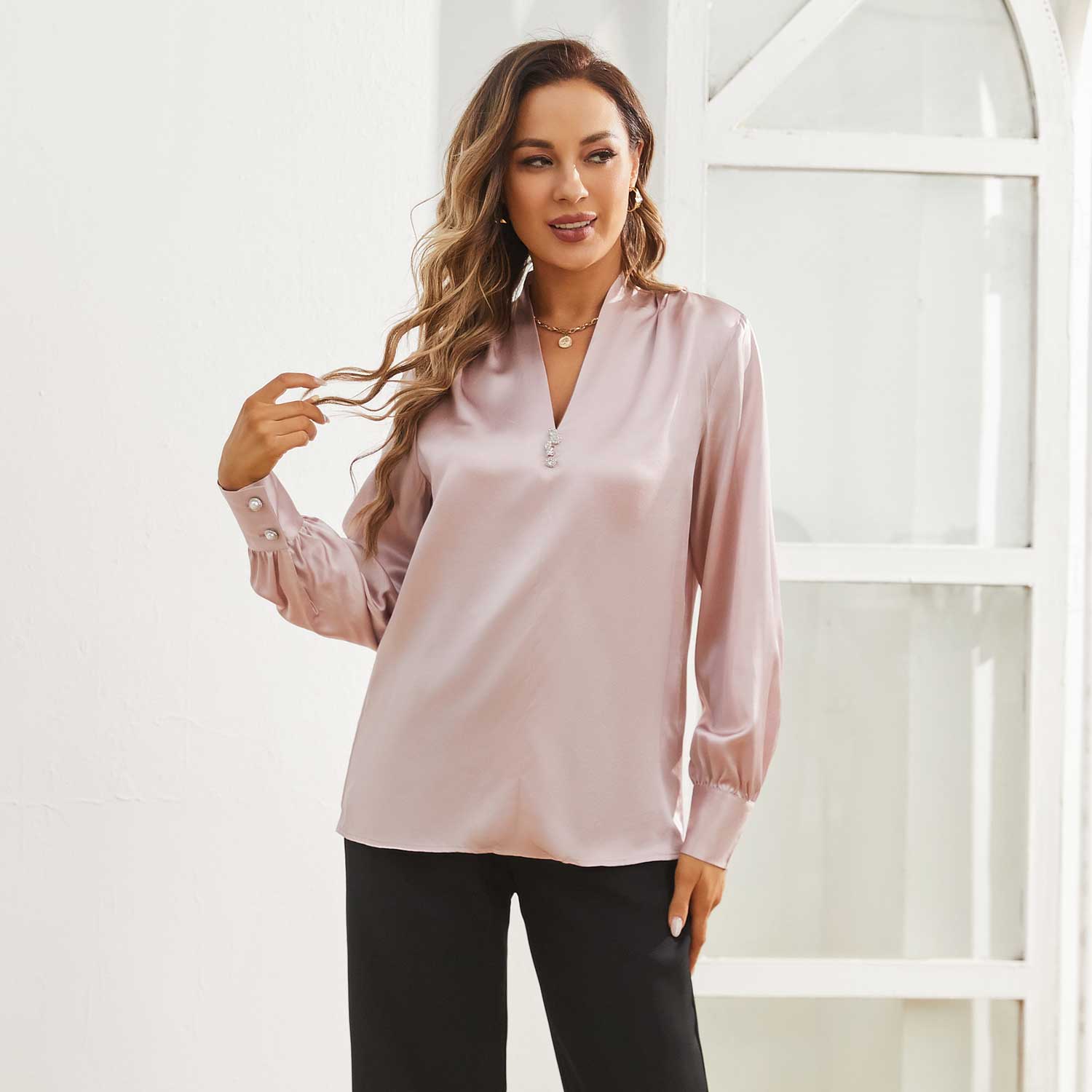 Silk Blouse For Women Elegant Silk Shirts 100% Mulberry Silk Long Sleeves Top - slipintosoft