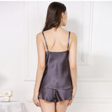 silk camisole set Mulberry Women's silk cami set V-Neck Lace Silk Nightwear