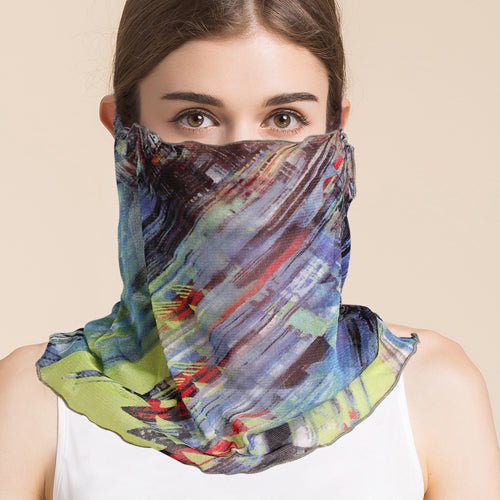 Silk Floral Printed Neck Gaiter Silk Face Masks Scarf for Women