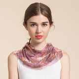 Silk Floral Printed Neck Gaiter Silk Face Masks Knitted Mesh Scarf for Women - slipintosoft