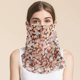 Silk Floral Printed Neck Gaiter Silk Face Masks Knitted Mesh Scarf for Women - slipintosoft