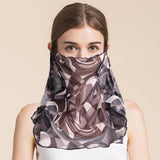 Silk Floral Printed Neck Gaiter Silk Face Masks Knitted Mesh Scarf for Women - slipintosoft