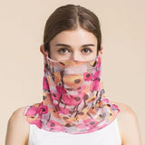 Silk Floral Printed Neck Gaiter Silk Face Masks Scarf for Women