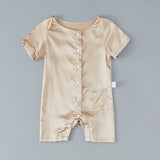 100% Mulberry Silk Classic Short Sleeves Bodysuit For Babies - slipintosoft