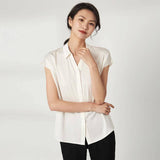 Tops en soie pour femmes 100% Mulberry Elegant Summer Office Travail Silk Tops