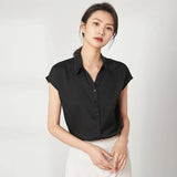 Tops en soie pour femmes 100% Mulberry Elegant Summer Office Travail Silk Tops