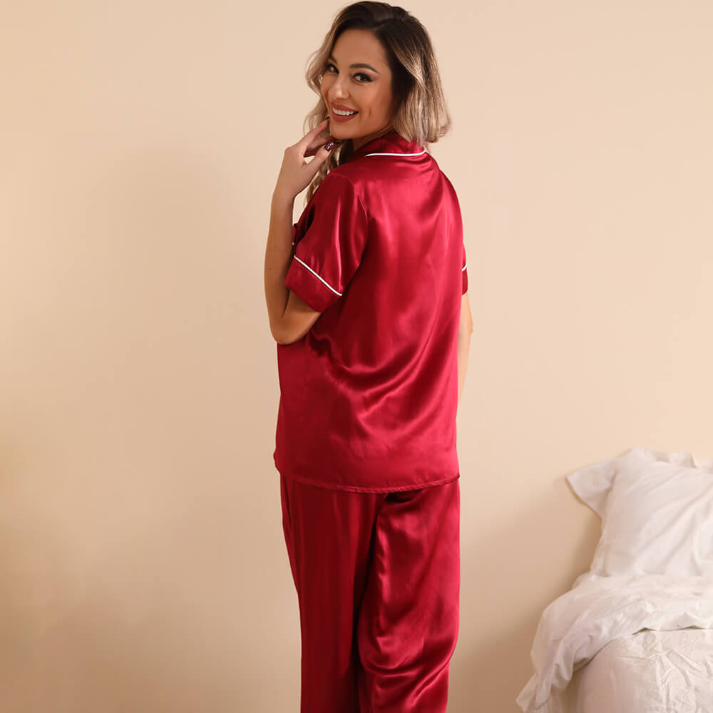 Classic Silk Two Piece Pajamas Set For Women luxury silk Sleepwear - slipintosoft