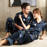 Ensembles de pyjamas en soie imprimés courts assortis pour couple
