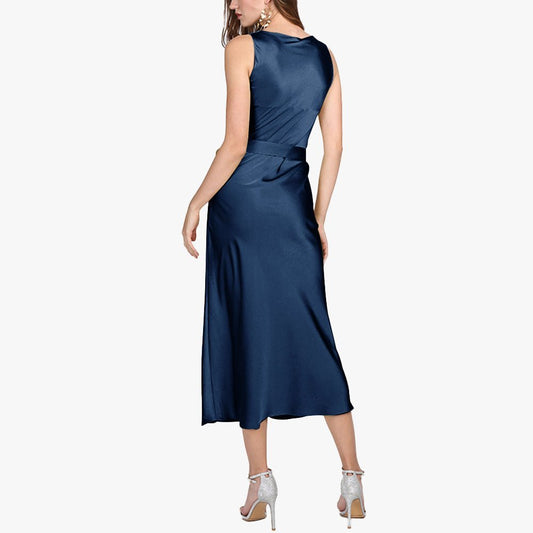 Ladies sleeveless Cowl Neck Silk Dress - slipintosoft