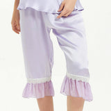 Summer Lavender Silk Pajama Set With Chiffon Ruffles - slipintosoft