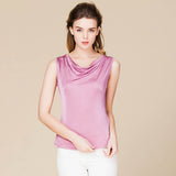 Summer silk swing collar sleeveless vest women's T-shirt mulberry silk knitted bottoming shirt women's top - slipintosoft