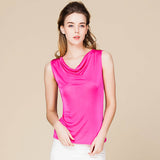 Summer silk swing collar sleeveless vest women's T-shirt mulberry silk knitted bottoming shirt women's top - slipintosoft