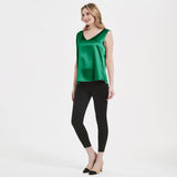 V Silk Tops sans manches en V Neck