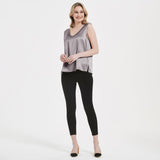 V Silk Tops sans manches en V Neck