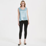 V Silk Tops sans manches en V Neck