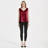 V Silk Tops sans manches en V Neck