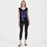 V Silk Tops sans manches en V Neck