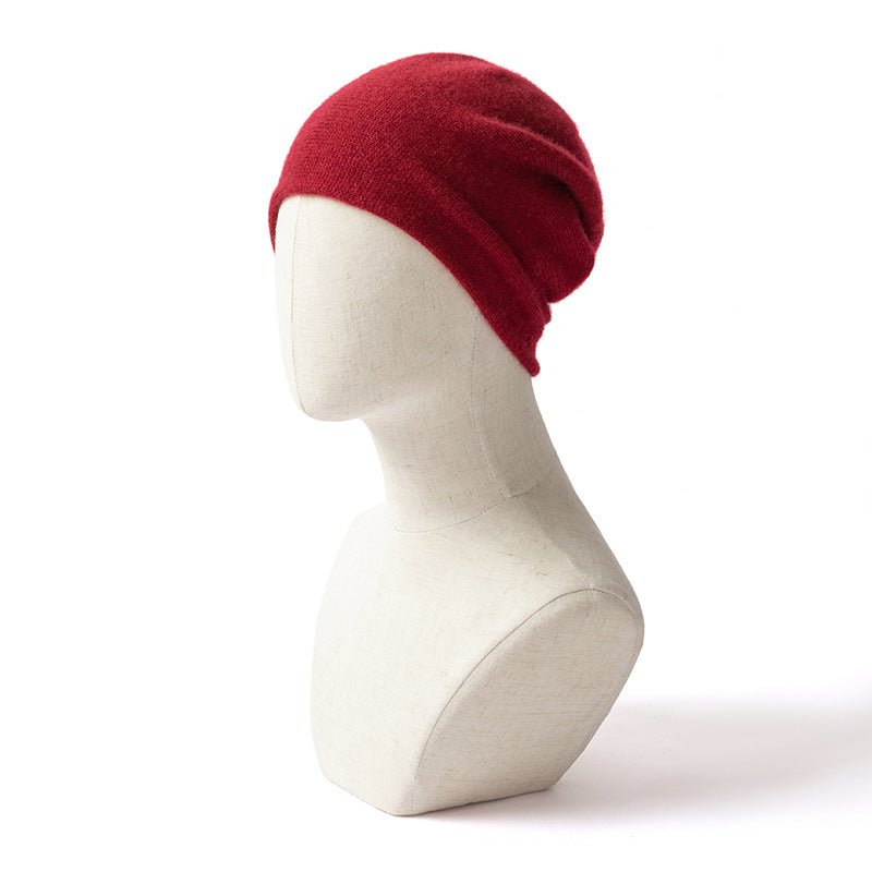 Women and Men Cashmere Beanie Hat Cashmere Double - Layered Ski Cap for Winter - slipintosoft