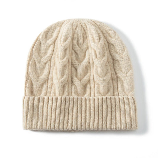 women and men cashmere cable knitted solid hats winter warm cashmere beanie - slipintosoft