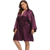 Robes de soie de taille plus taille 100% peignoir en soie pure de mûrier avec ceinture