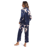 Femmes en pyjamas Silk Set Crane imprimées dames magnifiques vêtements de nuit en soie