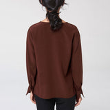 Femme Silk Shirt 100% Mulberry Long Manches V Couche de cou de travail en soie