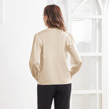 Women Long Sleeves V Neck Silk Blouse - slipintosoft