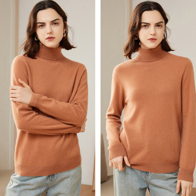 Women's 100% Superfine Cashmere Turtleneck Sweater - slipintosoft