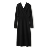 Women's A Line Cashmere Dress Long Sleeves Wrap Cashmere Dress - slipintosoft