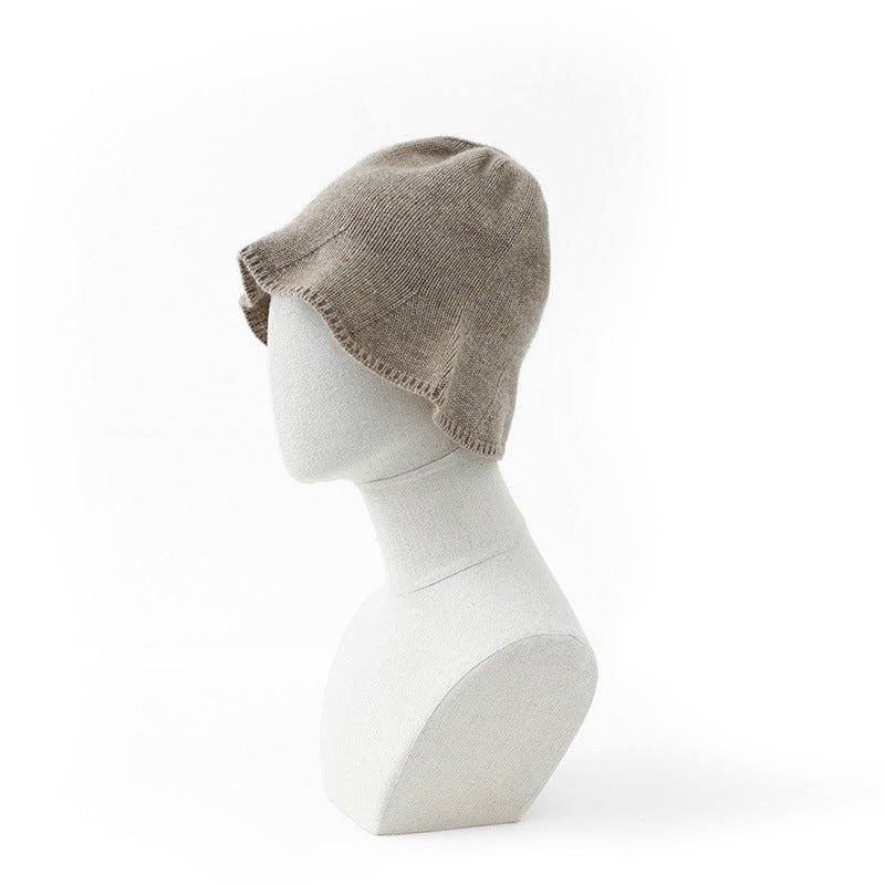 Womens Cashmere Bucket Hat for Fall Winter Cashmere Knitted Hat Head Warmer - slipintosoft