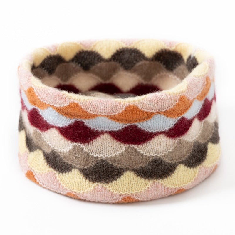 Womens Cashmere Neck Warmer Multicolor Cashmere Knit Snood Scarf Autumn Multicolor M