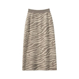 Women's Cashmere Sheath Dresses Chic Zebra Stripe A Line Cashmere Skirt - slipintosoft