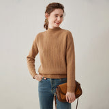 Women's Chic Half Turtleneck Cashmere Sweater Knitted Cashmere Pullover - slipintosoft