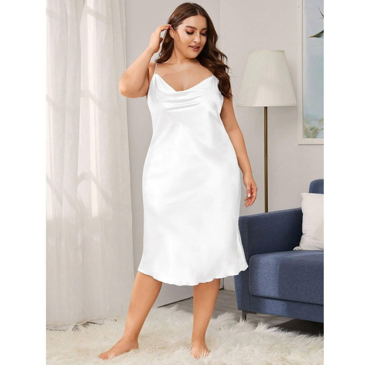 Robe de glissement de soie pure en soie en soie couche à cou de coude pour femmes